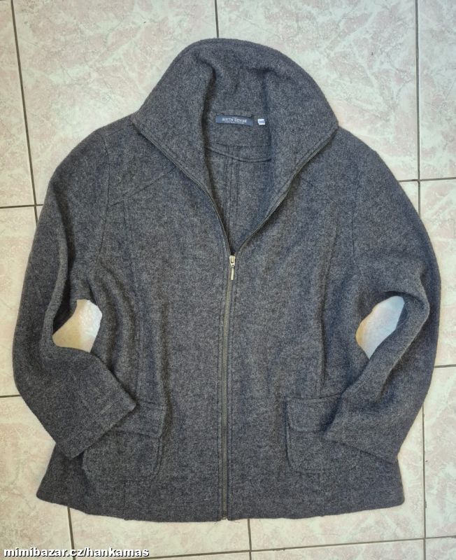 Šedý podzimní kabátek C&A-48(XXL)