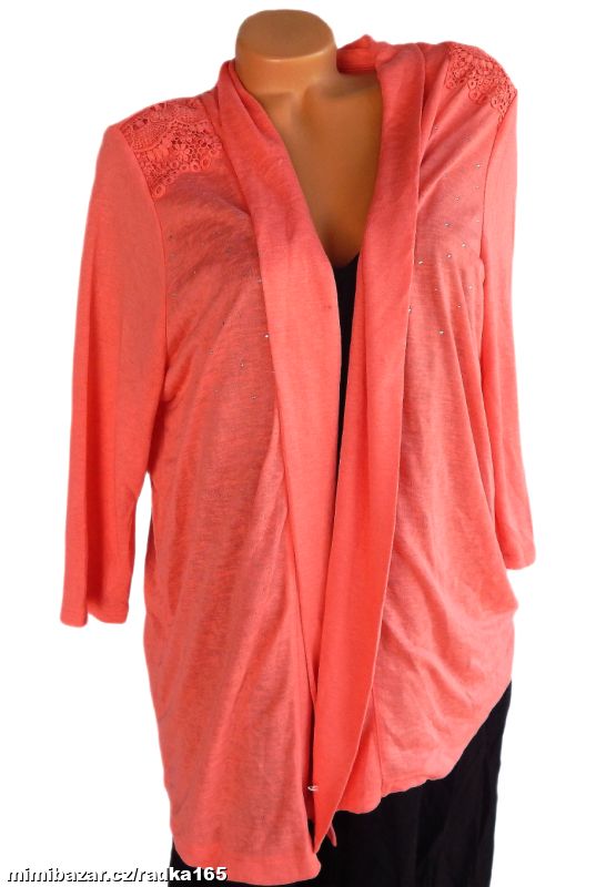 Kamínkový cardigan s krajkou vel.48/50