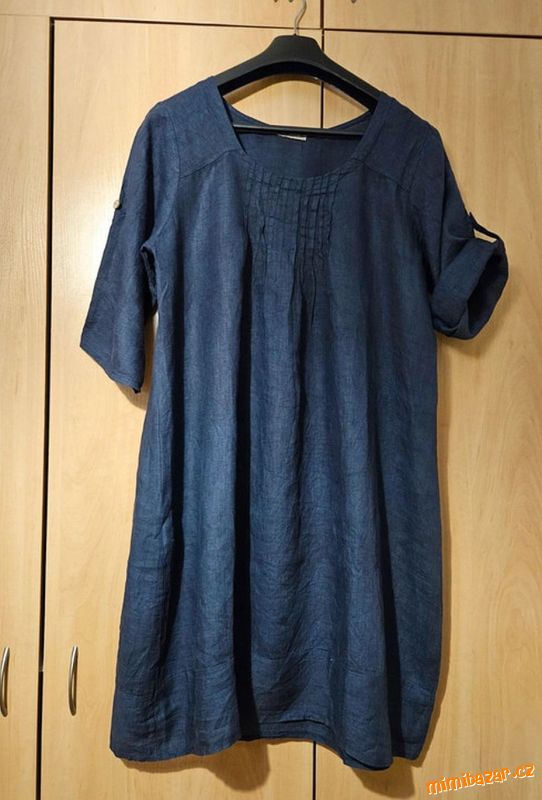Lněná modrá tunika, halena, v. 46/48