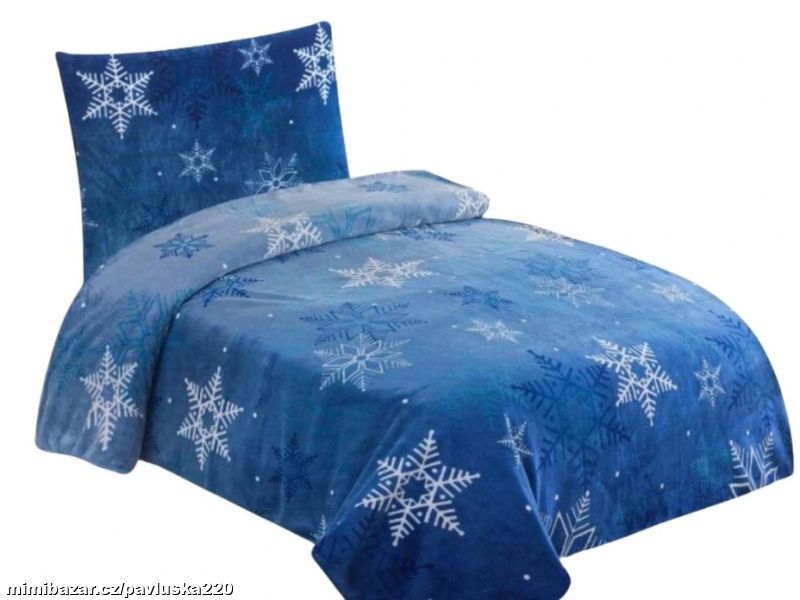 Vánoční povlečení mikroflanel Vločka modrá