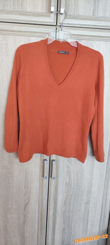 Oranžový kašmírový svetr vel. M