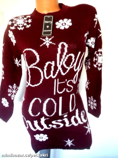 dlouhý dámský vánoční svetr uk 8/10