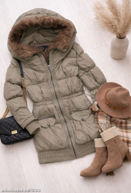 KHAKI PROŠÍVANÝ KABÁT/BUNDA ZARA