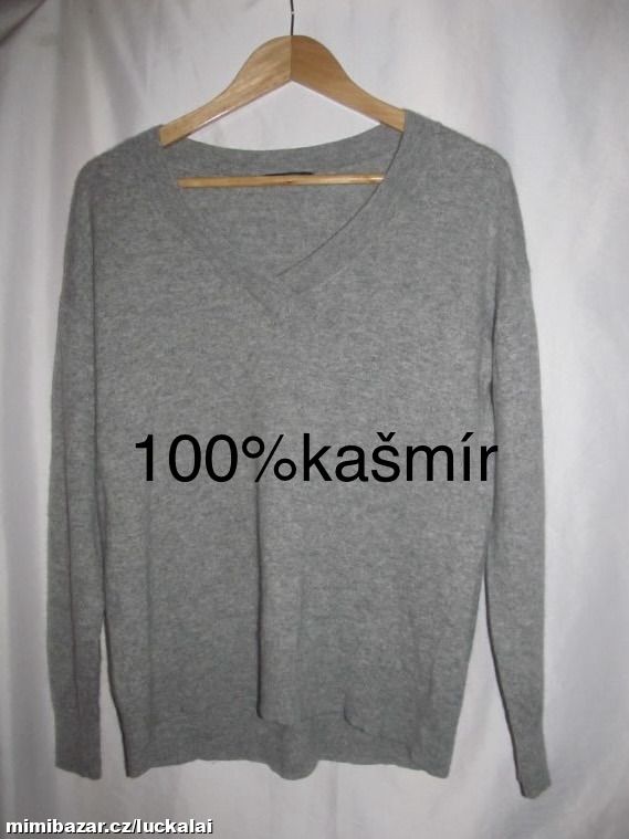 Jemný šedý oversize svetr 100% kašmír