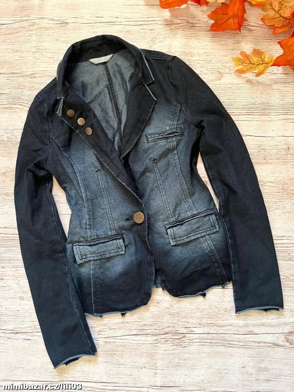 DŽÍNOVÉ PRUŽNÉ SAKO/KABÁTEK PROMOD