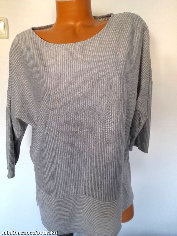 proužkaté volné tričko s rozparky uk 18
