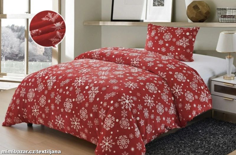 MIKROFLANELOVÉ POVLEČENÍ - vločky - vánoční