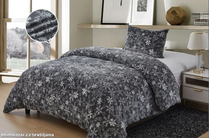 MIKROFLANELOVÉ POVLEČENÍ - vločky - vánoční
