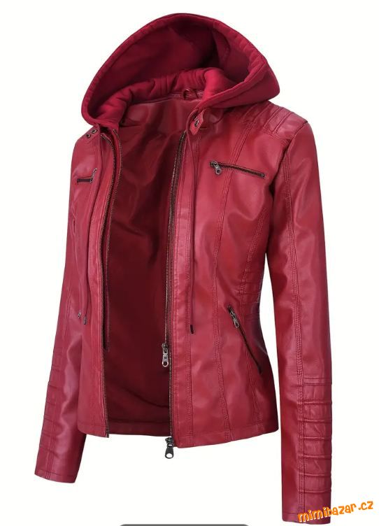 Tmavě červená koženková bunda vel. L