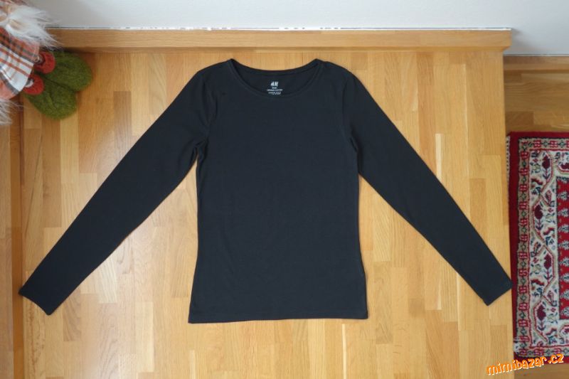 Černé dívčí tričko s dlouhým rukávem vel. 158/164