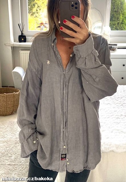 ŠEDÁ LNĚNÁ KOŠILE