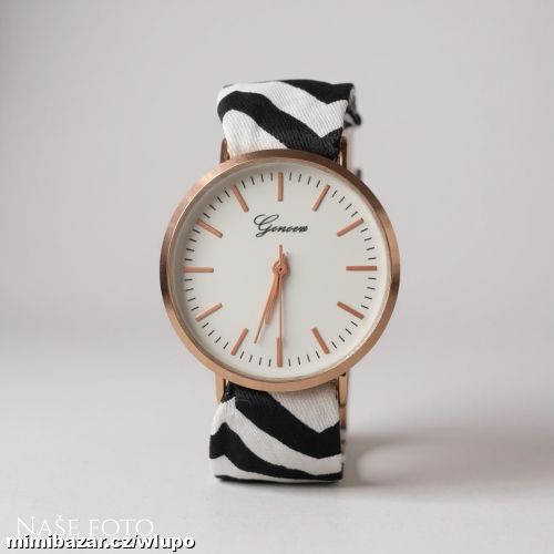 Dámské hodinky s látkovým páskem – rosegold