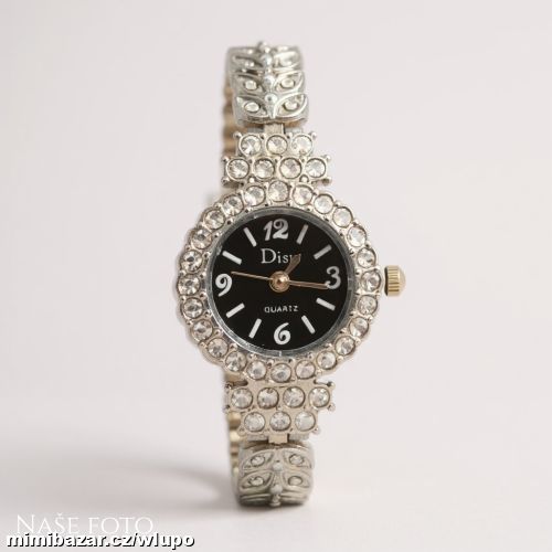 Náramkové hodinky s kamínky a motivem lístků