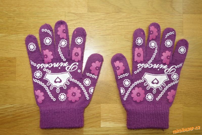 Fialové dívčí prstové rukavice vel.116/128