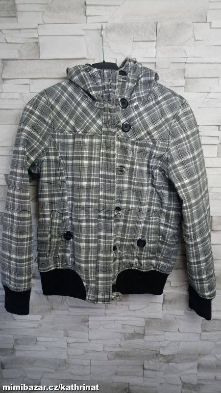Černobílá zimní bunda Fishbone, vel. M