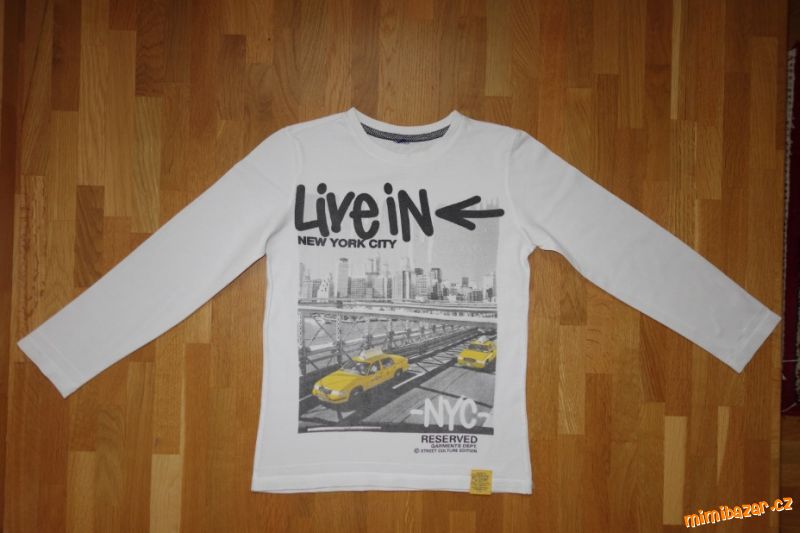 Chlapecké bílé tričko s dlouhým rukávem v.128/134