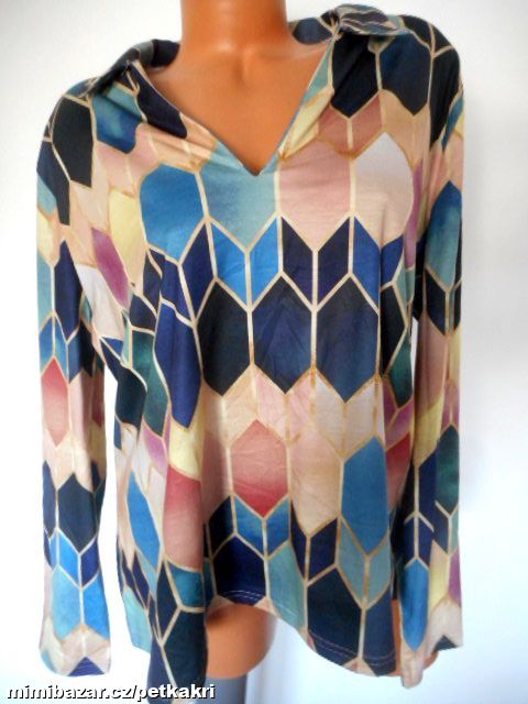 pestrobarevný top s límečkem vel XXL eu 52 měřte