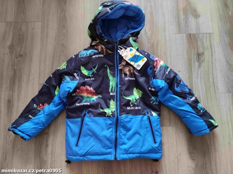 Zimní bunda s dinosaury vel. 128