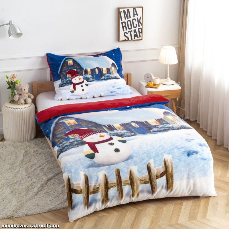 MIKROFLANELOVÉ POVLEČENÍ - sněhulák - VÁNOCE