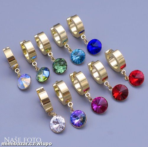 Zlacené náušnice Swarovski rivoli 8mm-SKLADEM