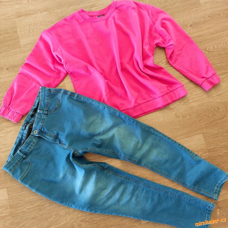 PRUŽNÉ DŽÍNY NKD + MIKINA