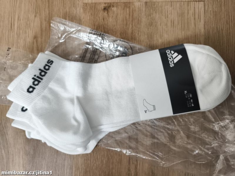 Adidas 3x ponožky bílé kotníkové 46-48