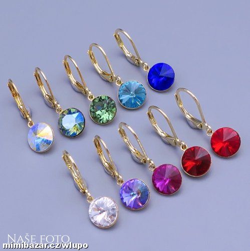 Zlacené náušnice Swarovski