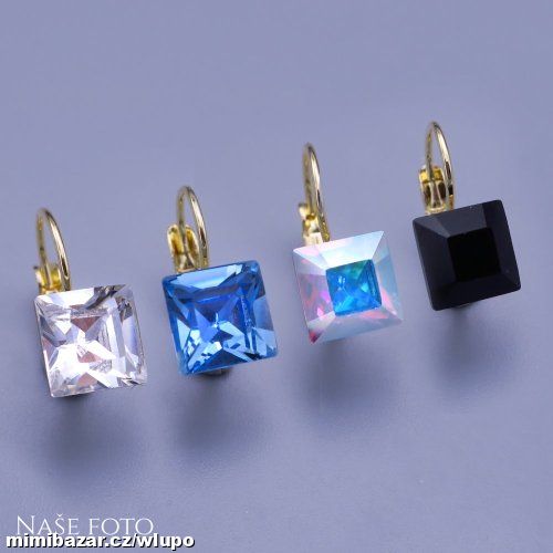 Náušnice Swarovski kostky zlacené