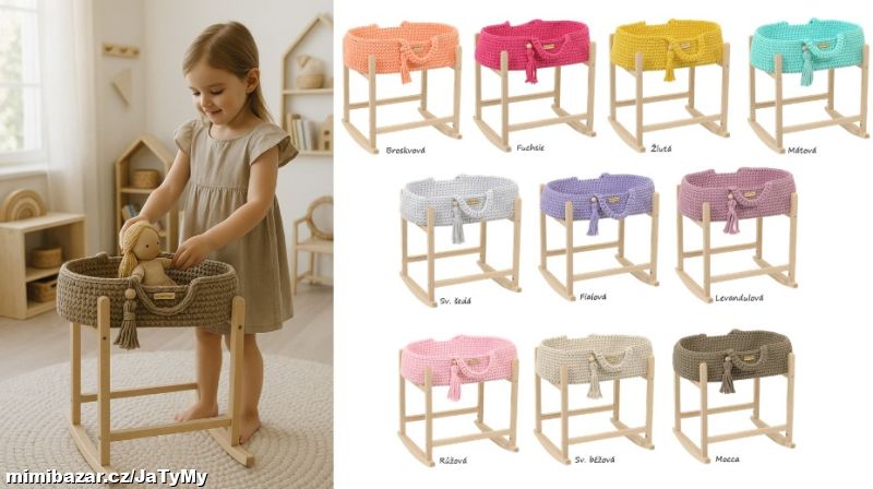 Boho koš pro panenku s kolébkou