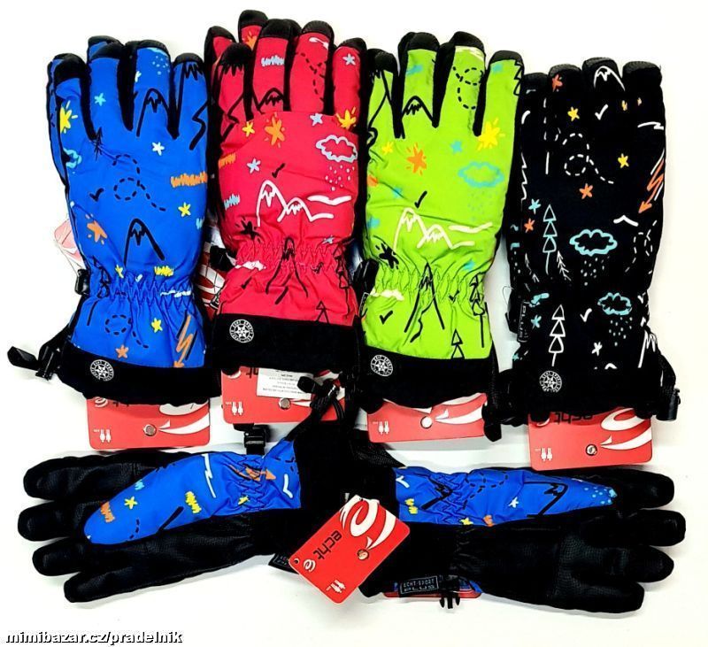 Zimní nepromokavé prstové rukavice vel. 4 až 7 let