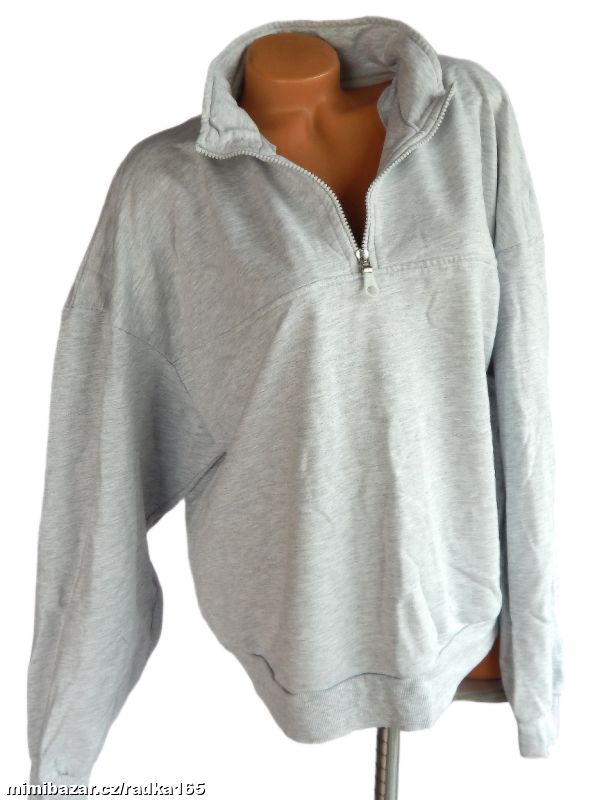 Bílošedá teplá unisex mikina vel.46