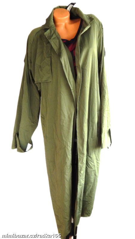 Khaki kabát bez zapínání a s kapsami vel.54/56