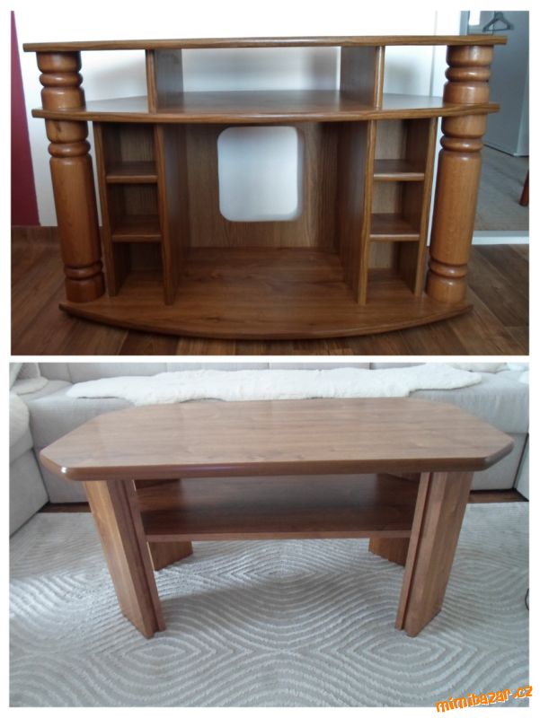 Komplet: konferenční stolek, stolek pod televizi