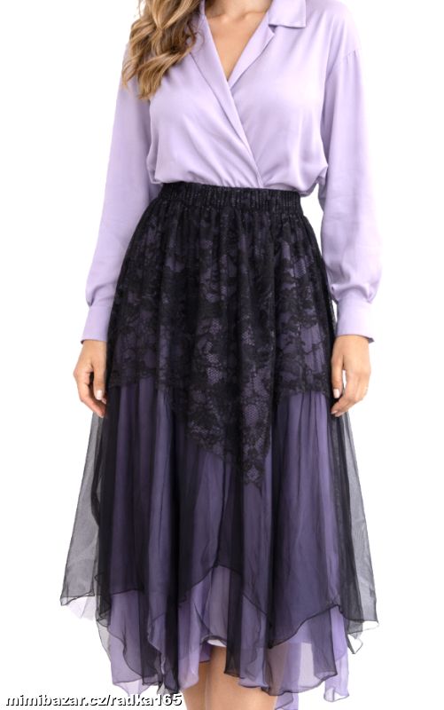 Bohatě vrstvená sukně s krajkou vel.44/46/48/50