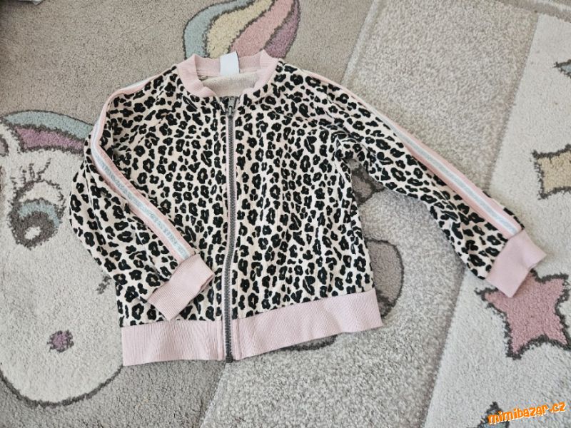 Mikina s leopardím vzorem Lindex na zip 2-4 roky