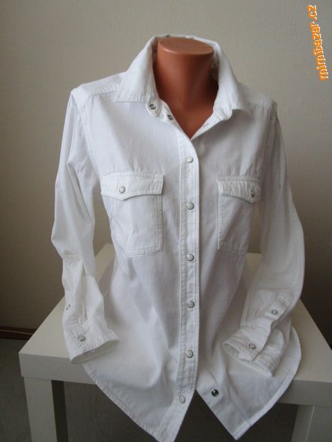 BÍLÁ DŽÍNOVÁ KOŠILE H&M, JAKO N.O.V.Á. !!!!