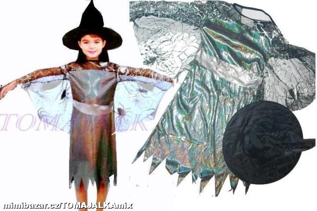 KARNEVALOVÝ KOSTÝM SET MASKA ČARODĚJKA ŠATY 7-14