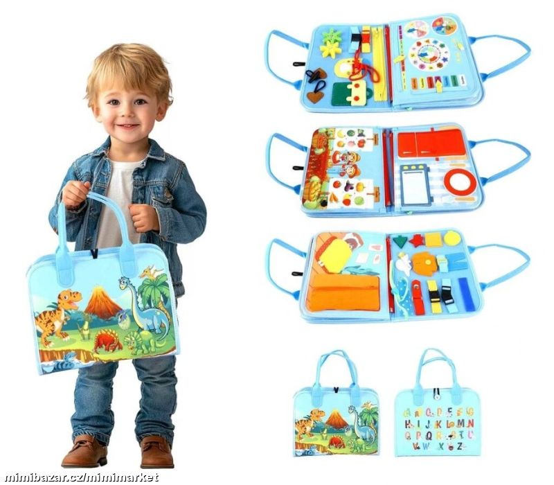 Senzorická textilní Montessori kniha DINOSAUŘI 3