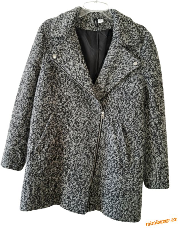 Černošedý kabát na zip vlněný