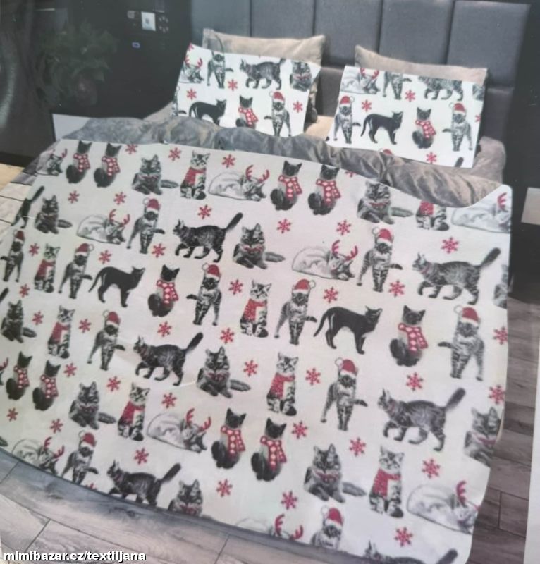 MIKROFLANELOVÉ POVLEČENÍ - kočky - VÁNOCE