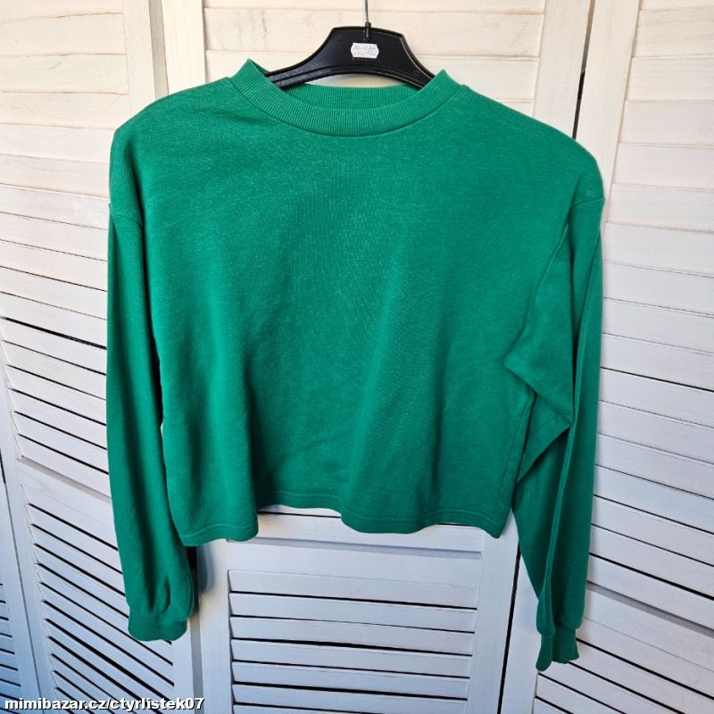 dívčí mikina zelená jednobarevná 10-12 let 71281