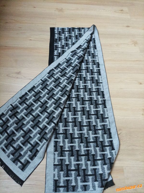 Kašmírová unisex černobílá šála