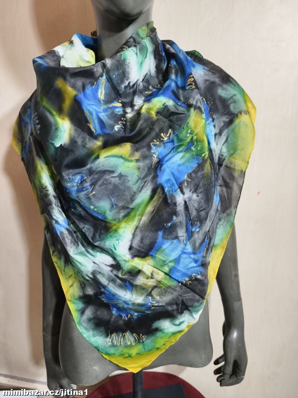 Hedvábný šátek batika malba