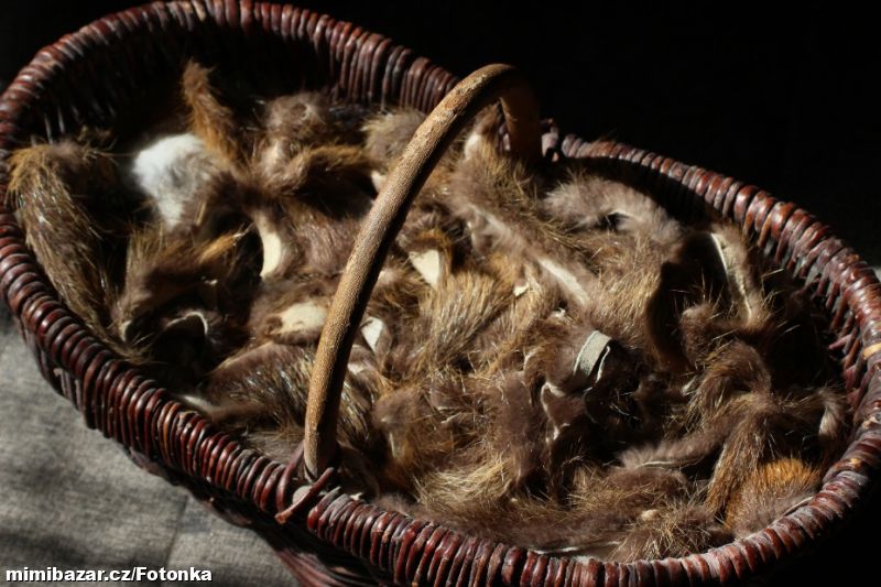 Odstřižky pravé kožešiny, vyčiněné