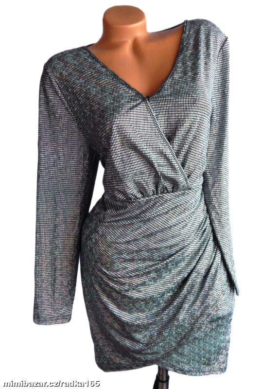 Měkoučké šaty kovového vzhledu vel.44