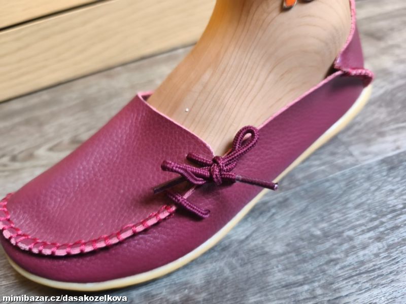 Vínové celokožené balerínky v.39(38) - 1x obuté