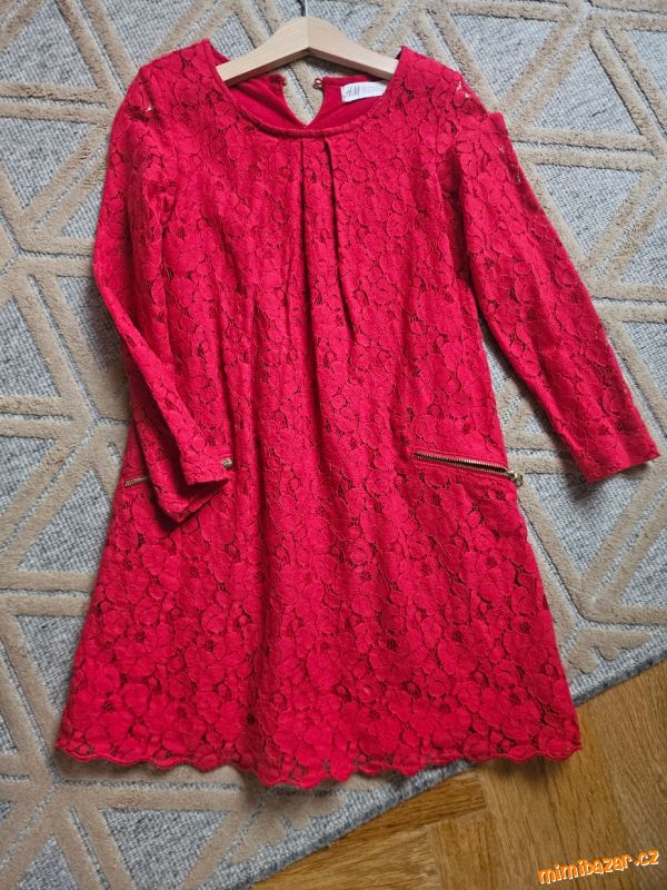 H&M Červené Vánoční šaty 6-8y