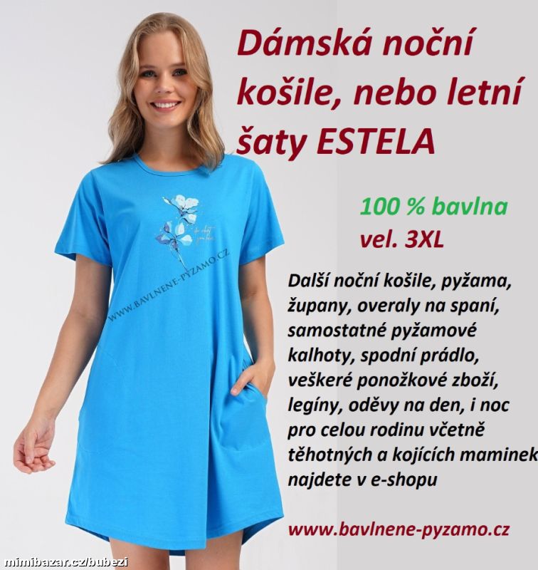 Dámská noční košile, nebo letní šaty ESTELA - 3XL