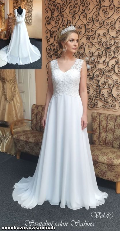 PŘEKRÁSNÉ SVATEBNÍ ŠATY S VLEČKOU