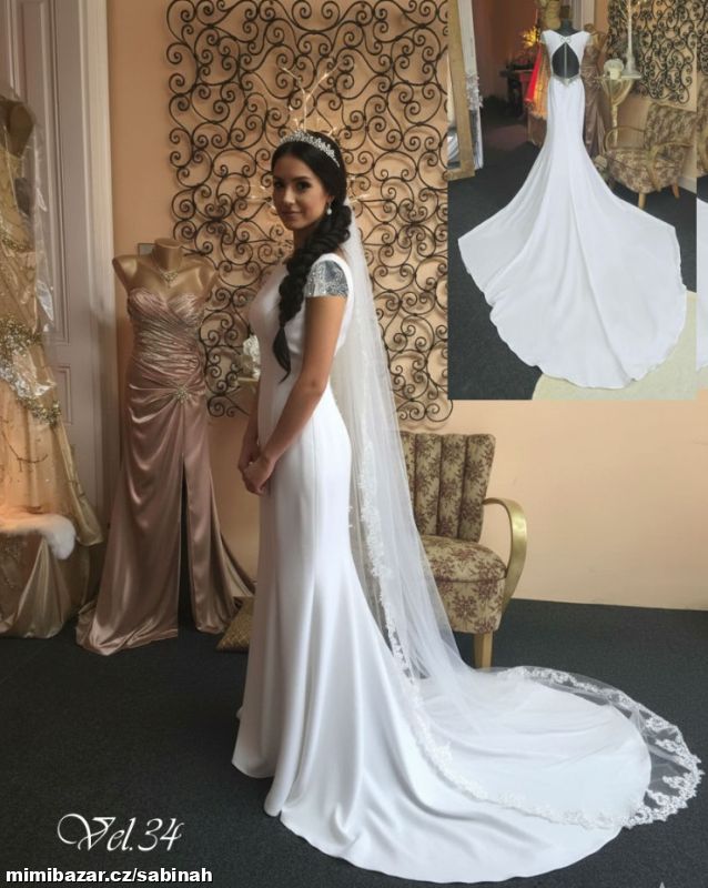 ELEGANTNÍ SVATEBNÍ ŠATY SE ZDOBENÝMI ZÁDY vel.34